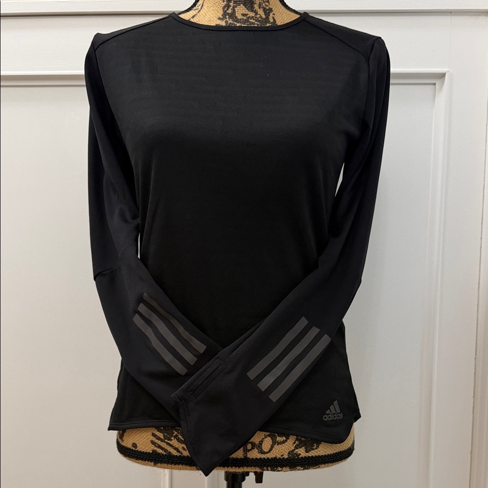 Adidas CLIMACOOL Long Sleeve Top with Gray Stripes